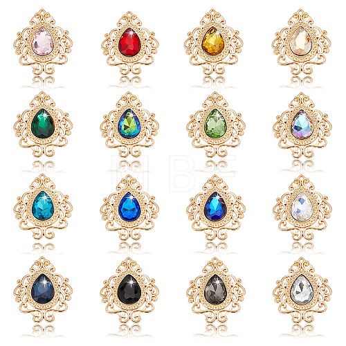   32Pcs 16 Colors Glass Rhinestone Cabochons FIND-PH0018-68-1