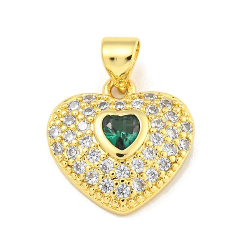 Heart Rack Plating Brass Micro Pave Cubic Zirconia Charms KK-Z053-17G-03-1