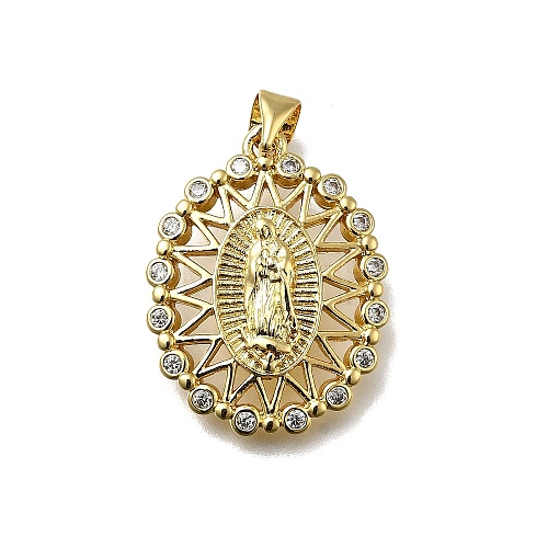 Brass Micro Pave Cubic Zirconia Pendants KK-C090-35G-05-1