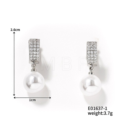 Elegant French Style Fashion Pearl Hoop Earrings for Women with Shiny Design BD2550-1-1