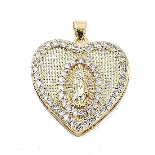 Brass Micro Pave Cubic Zirconia Pendants KK-Q006-22G-01-1