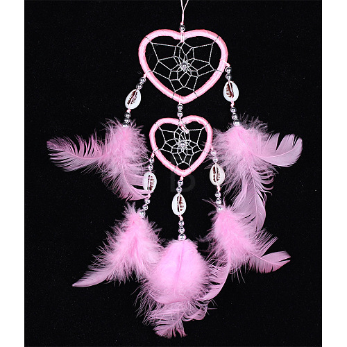 Feather Pendant Decoration with Natural Shell Beaded PW-WG74381-04-1