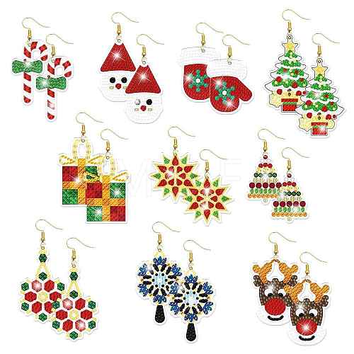 Christmas DIY Diamond Painting Earring Kits DIAM-PW0010-37-1