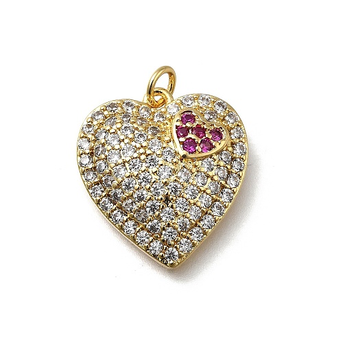 Brass Micro Pave Cubic Zirconia Pendants KK-C090-42G-05-1