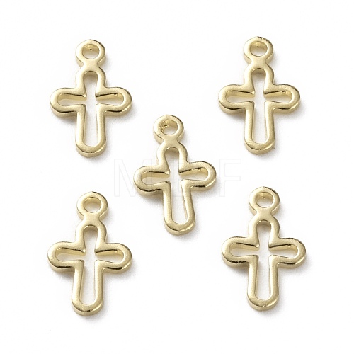 Brass Tiny Cross Charms KK-L205-10G-1