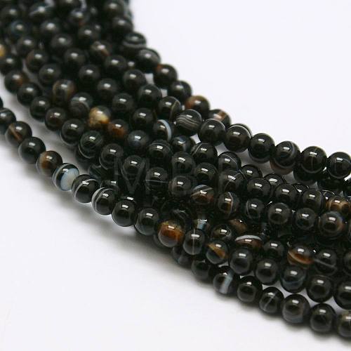 Natural Black Agate Bead Strands X-G-A130-2mm-K01-1