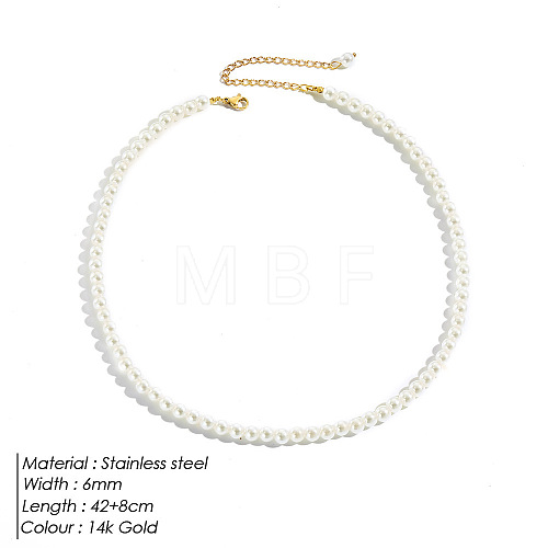 Elegant High-Quality Non-Fading 6mm Round Natural Pearl Beaded Necklaces for Women VI2074-4-1