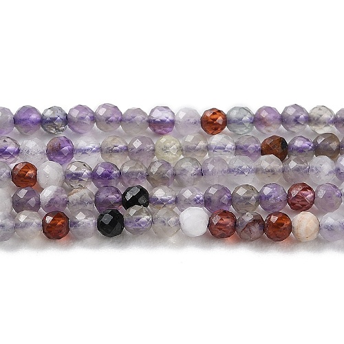 Natural Amethyst & Natural Garnet & Natural Black Stone Beads Strands G-G003-C03-01-1