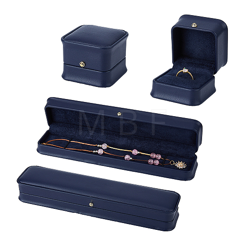DICOSMETIC 2Pcs 2 Styles PU Leather Jewelry Storage Boxes Set with Velvet Inside CON-DC0001-06-1