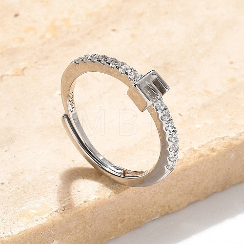 S925 Sterling Silver Adjustable Letter Rings for Women RJEW-M068-01P-E-1