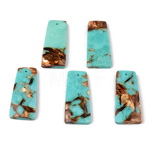Assembled Natural Bronzite and Synthetic Turquoise Pendants G-N330-015-1