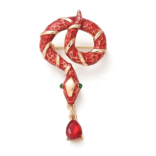 Rhinestone Snake Aolly Brooch with Enamel JEWB-V002-17B-1