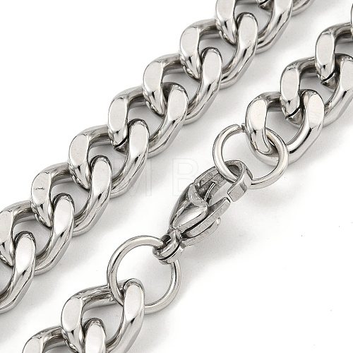 Non-Tarnish 201 Stainless Steel Cuban Link Chain Necklaces for Women and Men NJEW-F322-11P-03-1