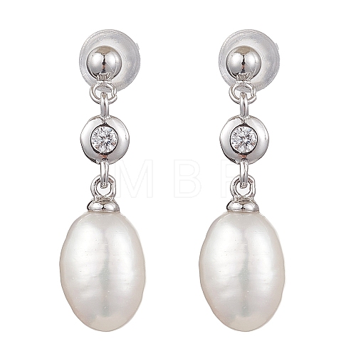 Natural Pearl Ear Studs EJEW-P286-03P-1