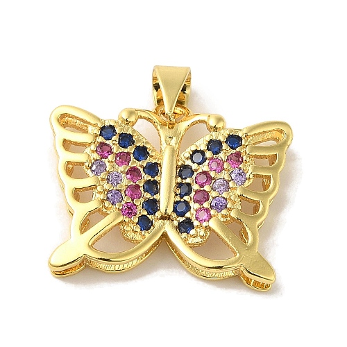 Brass Micro Pave Colorful Cubic Zirconia Pendants KK-Z042-07G-1