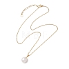 Natural Baroque Pearl Keshi Pearl Round Pendant 304 Stainless Steel Cable Chain Necklaces NJEW-JN05893-4