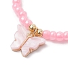 Butterfly Alloy Acrylic Charm Bracelets BJEW-JB10487-02-3