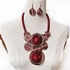 Flat Round Alloy with Aluminum Wire Wrapped Resin Pendant Necklaces & Dangle Earrings Sets FS-WGE4BA0-02-1