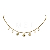 Natural Mixed Stone Faceted Round Beaded Flower Pendant 304 Stainless Steel Satellite Chain Necklaces NJEW-JN06500-3