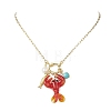 Handmade Lampwork Red Shrimp Pendant Nekclaces NJEW-JN05913-2