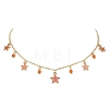 Natural Agate Round & Alloy Enamel Star Charms Bib Necklace with 304 Stainless Steel Chains NJEW-JN04404-01-2