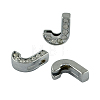 Alloy Initial Slide Charms with Grade A Rhinestones ALRI-R032-J-FF-1