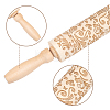 Flower Print Wood Rolling Pin AJEW-WH0528-07-3