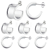 4 Pairs Stainless Steel Round Stud Earring Findings STAS-BBC0011-02-1