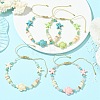 Adjustable Mixed Gemstone Beaded Braided Nylon Thread Anklets for Women Men AJEW-AN00844-1