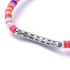 Handmade Polymer Clay Heishi Bead Stretch Bracelets BJEW-JB05096-3
