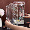 Rectangle Plastic Jewelry Organizer Storage Box with 24 Hooks OBOX-WH0001-06-3