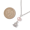 Alloy Rose Flower and Round Shell Pearl Pendant 304 Stainless Steel Cable Chain Necklaces for Women NJEW-JN05759-01-3