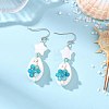 Natural Agate & Cultured Freshwater Pearl & Cowrie Shell Beads Dangle Earrings EJEW-JE07199-1