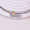 Colorful Happy Easter Acrylic Plaid Pendant Black Waxed Cord Necklaces for Women FS-WGC6641-06-1