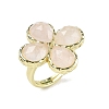 Natural Rose Quartz Faceted Adjustable Finger Rings for Women RJEW-A092-01G-15-4