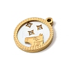 12 Constellations 304 Stainless Steel & Natural Shell & Rhinestone Pendants SA-CBAA9A2-06G-11-2