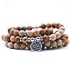 Bohemian Styles Natural Round Picasso Jasper Beaded Stretch Bracelets for Women Men XW1500-18-1