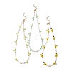 3Pcs 3 Colors Faceted Round Natural Red Jasper & Dyed White Jade & Agate & Flower Handmade Millefiori Glass & Glass Seed Beaded Necklaces for Women NJEW-MZ00150-2