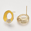 Brass Micro Pave Cubic Zirconia Stud Earring Findings KK-T054-36G-03-NF-2