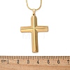 304 Stainless Steel Cross Pendant Snake Chain Necklaces NJEW-S442-06G-5