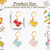 12Pcs 4 Colors Alloy Enamel Book Charm Locking Stitch Markers HJEW-PH01639-2