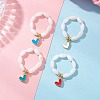 Natural Shell with Brass Enamel Pendant Finger Rings for Couples RJEW-TA00230-1