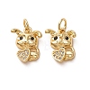 Brass Micro Pave Black Cubic Zirconia Charms LS-CU-H002-06B-G-1
