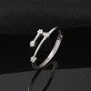 Constellations Rhodium Plated 925 Sterling Silver Micro Pave Clear Cubic Zirconia Adjustable Rings for Women RJEW-P130-01P-F-1