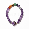 Moon and Star Natural Amethyst & Mixed Gemstone Beaded Bracelets for Women G-G997-B03-2