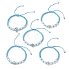 ABS Plastic Imitation Pearl Beads Braided Bead Bracelets for Women BJEW-JB13064-2