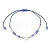Adjustable Glass &  Natural Trochid Shell Beads Braided Bead Bracelets BJEW-MZ00322-3
