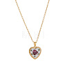 Bohemian Printed Brass Enamel Pendant Curb Chain Necklaces for Women WGBEA98-05-1