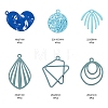24Pcs 6 Style Blue Series Spray Painted Alloy Pendants FIND-LS0001-62-3