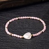Natural Rose Quartz & Quartz Crystal Beads Stretch Bracelets for Women KL2694-4